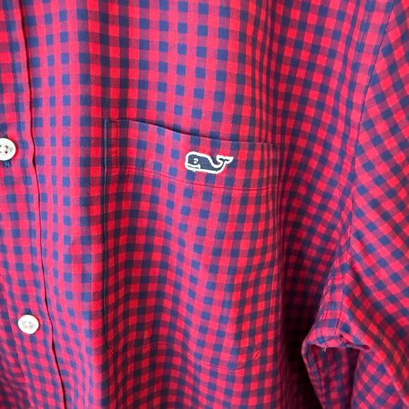 Vineyard Vines Tucker Gingham Classic Fit Button Down Shirt Plaid Red Mens Lrg - Picture 3 of 11